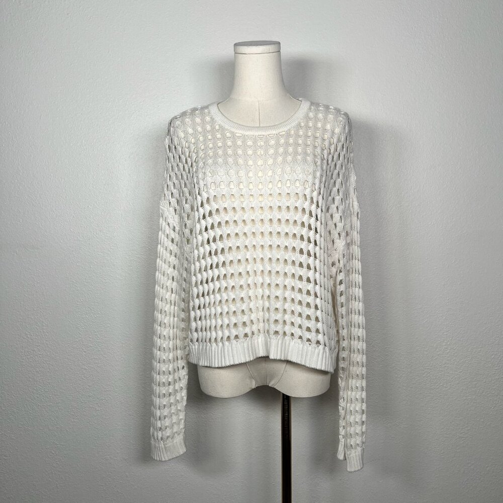 WISPR White Open Stitch Crew Sweater - Size S